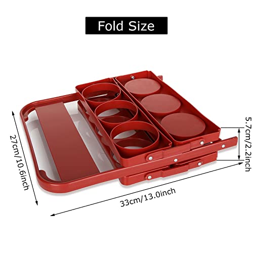 3 PCS Drink Carrier with Handle, Foldable Plastic Beverage Carrier, 6 Cups Reusable Beer Bottle Drink Carriers Holder for Delivery Grubhub Postmates Drivers, Catering, Restaurant (Dark Red)