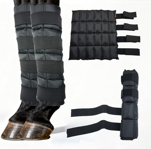 Horse Ice Boots (2-Pack) - Gel Cold & Hot Therapy Wrap for Horse Leg Injuries & Arthritis - Reusable Horse Ice Pack Leg Wraps with 4 Adjustable Straps for Knee, Hock, Tendon - Horse Supplies & Tack