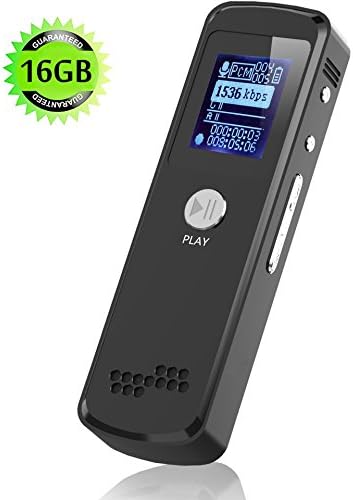 Digital Voice Recorder,16G Portable Mini Slim Multifunctional Audio Dictaphone for Lectures and Meetings with Double Microphone,Noise Reduction Audio,HD Recording, WAV,MP3,PCM, USB