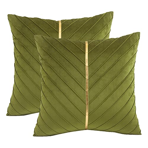 Image of Chartreuse Velvet Pillow Covers 20x20 inch Pack of 2 Gold Decor