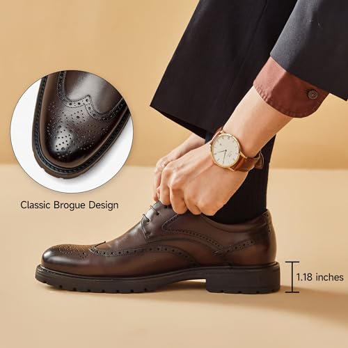 BEAU TODAY Wingtip Oxfords for Men, Lace-Up Formal Business Dress Shoes by BEAU TODAY - Used condition - Image 4