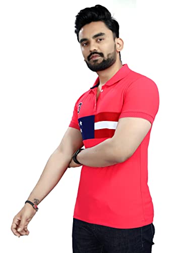Image of Men's Cotton Embroidred Stretchable Polo T-Shirts Half Sleeves 250 GSM Cotton Regular Fit T-Shirt for Everyday Wear