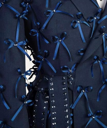 Mens Luxury 2 Pieces Suit with Bow Appliques Notch Lapel Slim Fit Double Breasted Jacket Pant for Prom Party Dinner4