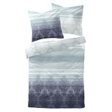 Traumschlaf Moderne Biber Bettwäsche Aura blau kuschelig weich aus 100% Baumwolle mit Reißverschluss - Made in Germany 135x200 cm + 80x80 cm