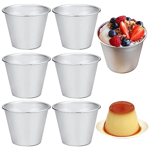 Pudding Moulds Aluminum Dariole Moulds Non-Stick Muffin Tins Individual Baking Cups Mini Pudding Basins Egg Tart Cupcake Moulds (6)