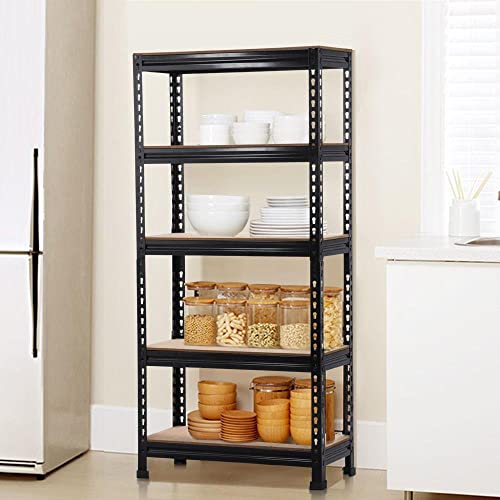 Yaheetech Black Adjustable 5-Shelf Shelving Unit Storage Rack Utility Rack Garage Shelves Display Rack Steel Boltless Rivet Rack,59.1 inch Height 1-Pack by Yaheetech - Image 6
