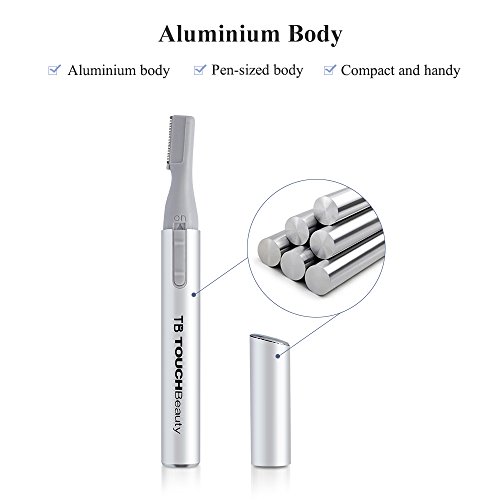 TOUCHBeauty Augenbrauentrimmer Elektrischer Korrekturtrimmer Kabellos für Damen,Augenbrauenrasierer Augenbrauenschneider Präzisionstrimmer mit Führungskamm, Batteriebetrieben, Silber AG-815S