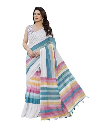 Image of Yashika Women's Chanderi Floral Digital Print Chandheri Saree with Unstitched Blouse Material