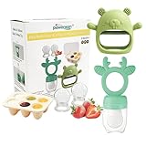 Baby Fruit Feeder with Popsicle Mold Cute Teething Toys Silicone Teethers for Babies 3-12 Months for Baby Feeding Gift (GreenB)