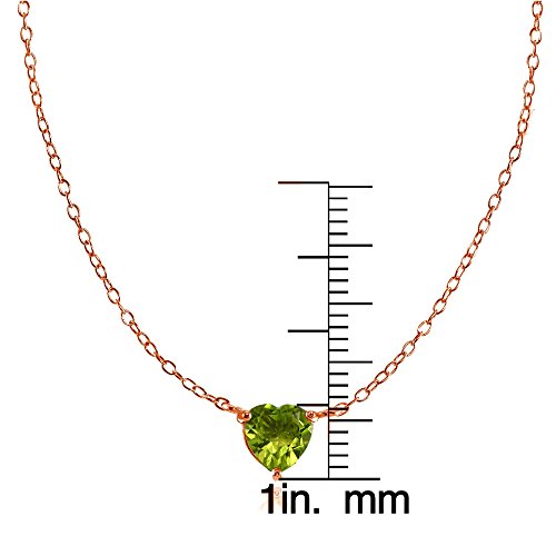 Ice Gems Rose Gold Flashed Sterling Silver Small Dainty Peridot Heart Choker Necklace #TOP2