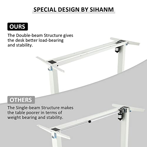 Standing Desk Adjustable Height,Stand Up Desk With Power Outlets, 55 X 24 Inches Sit Stand Desk, Electric Standing Desk With Splice Board, 27''-45'' Lifting Range #TOP5