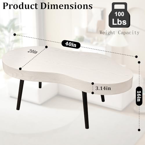 Image of Cloud Coffee Tables Modern Small Coffee Table Wood Frame Low Floor Table for Sitting on the Floor White Funky Center Tea Tables for Living Room Reception Room