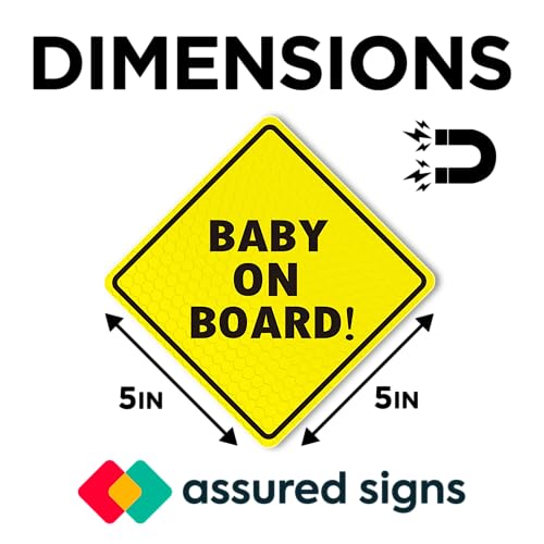 ASSURED SIGNS Baby On Board MAGNET Sign for Car, 2 Pack, 5" by 5" — view 3