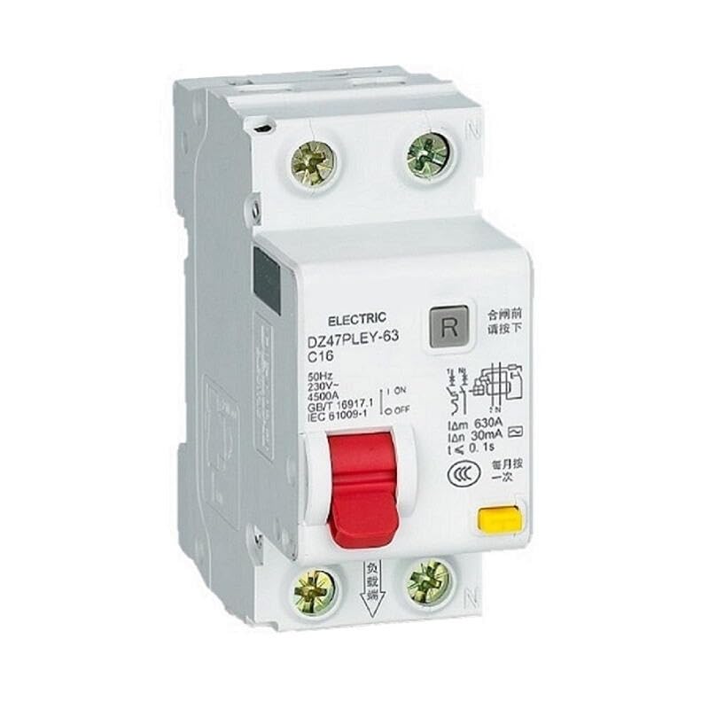 Disyuntor DZ47PLEY-63 1P+ND 63A 30mA para protección contra fugas eléctricas en cuadro doméstico