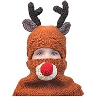 jieGorge Cuidado del bebé, niño pequeño, niña y niño, bebé, Navidad, Ganchillo, Tejido, Cuello, Gorra, Bola de Pelo, Ropa para niños y niñas (Amarillo 45-53cm)