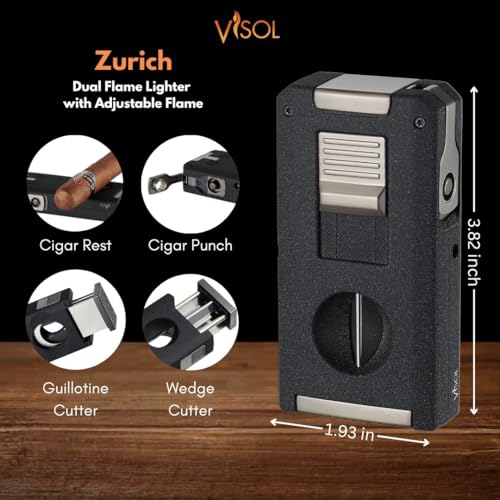 Encendedor Visol Zurich con doble llama y cortapuros integrado miniatura 4