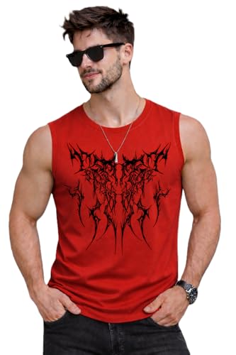 Image of JUGULAR Tank Tops Sleeveless T-Shirt for Men Gym Wear Vest Printed Stylish Round Neck Running for Sports Workout Fitness & Casual or Beach Wear