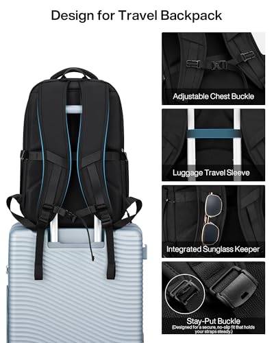 MILADA Mochila Expandible para Viaje 28L a 39L Negra miniatura 5