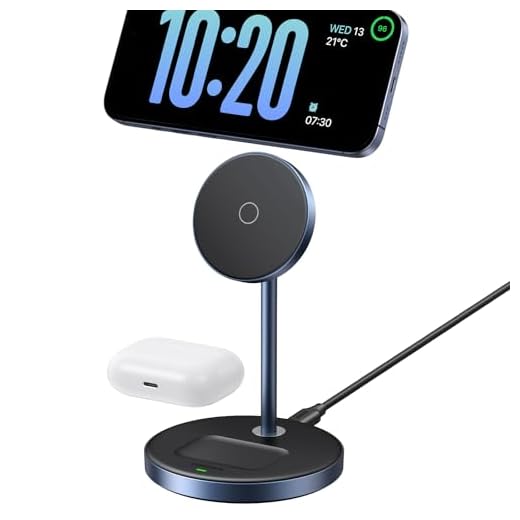UGREEN Supporto di Ricarica Magnetico 2 in 1, Stazione di Ricarica Wireless Caricabatterie iPhone con Cavo USB-C Compatibile con iPhone 15 Plus Pro Max 14 Pro Max, 13, 13 Pro, 12, 12 Pro, AirPods 3, 2