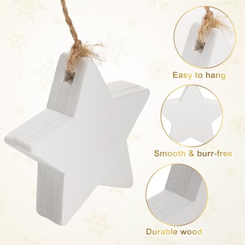 Apipi APIPI-XMAS-TREE-WOOD-STAR-W-12PCS 12 Pcs Christmas Farmhouse Star Ornaments thumb #5