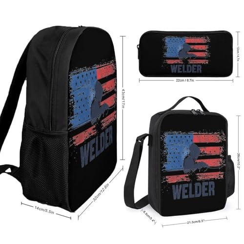 U.S.A. Flag Welder Large Travel Backpacks Carry on Backpack Weekender Bag with 2 Storage Pockets for Men And Women2
