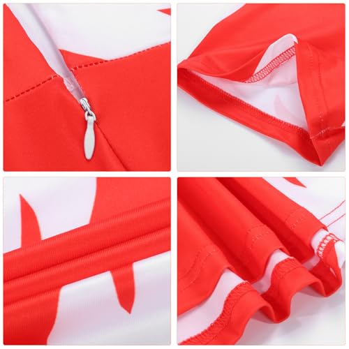 Dreamj 2563 Halloween Costume Dress Women Hawaiian Red Dress Princess Cosplay Leaf Print Dresses Halloween Costumes Women 2024  thumb #5