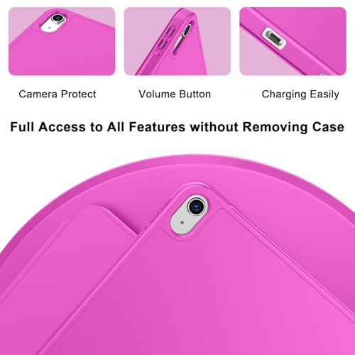Image of ToaPoia Case for iPad (A16) 11 Inch 2025 /iPad 10th Generation 10.9 Inch 2022, Slim Trifold Stand Protective Cover with Pencil Holder and Soft TPU Back,Support Auto Sleep /Wake (Deep Pink)