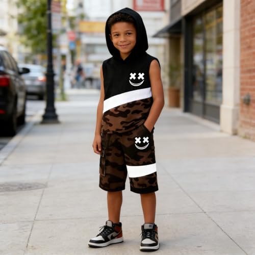 Image of Boys Clothes 2 Piece Size 6-13Y Short Sleeve T-Shirt & Shorts Set Casual Kids Boys Spring Summer Outfits