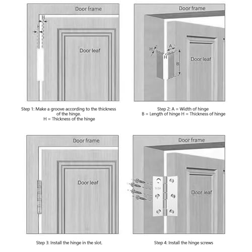6 Stück Scharniere Klappbar 75 * 50 * 1.5mm Edelstahl Türscharniere Klavierband Türscharnier Schaniere Flachscharnier Tür Scharnier Set Hinges Für Holztüren Fenster Schränke Mit 36 Schrauben
