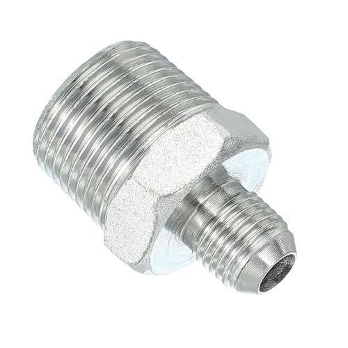 Image of PATIKIL Pipe Adapter Connector 9 /16 inch Male 74 Flare JIC x 3 /4 inch Male R Pipe Fitting Oil Feed Restrictor Fitting Hydraulic Connector for Oil Steam Water Pipelines System