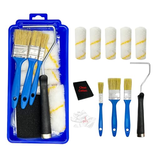GOLADA 4 inch 16PCS Paint Roller Cover Set,Wall Painting Roller Naps for Professional or Home Owners with All Paints and Stains for House or Commercial Use.