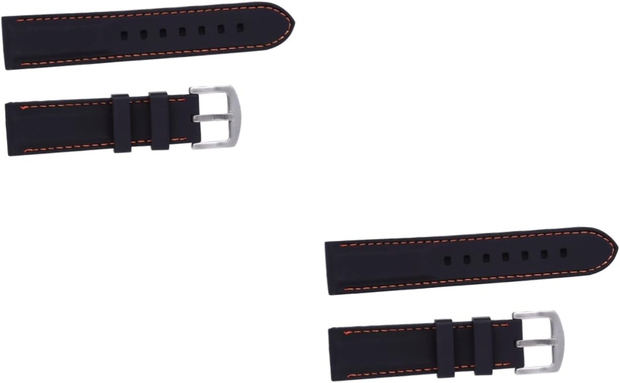 GALPADA 2pcs Silicone Watch Strap Orange Stitching Replacement Band for Fitness and Outdoor Activities