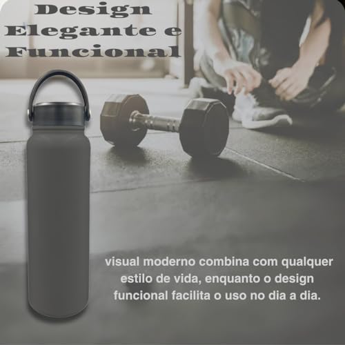 Gazé® Garrafa Térmica Inox Squeeze Academia - Conserva Até 18h Quente ou Gelado - 1L Feita em Aço In