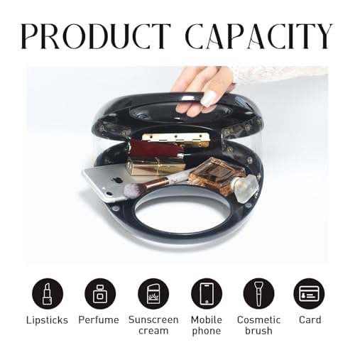 Image of Acrylic Evening Handbags for Women Unique Moon Shape Clutch Purse Top-handle Hobo Bag for Wedding Party Cocktail