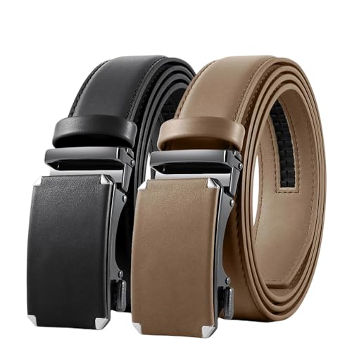 Men's Adjustable Ratchet Strap, Automatic Winding, Casual Genuine Leather Belt Tpzd-9Bkkh 125cm