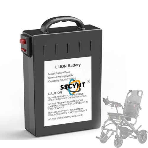 SSCYHT 24v10ah, Batterie de Rechange Rechargeable au Lithium 29,4 V 10 Ah/12 Ah pour Fauteuil Roulant électrique Pliable de 0 à 300 W. Compatible avec Les...
