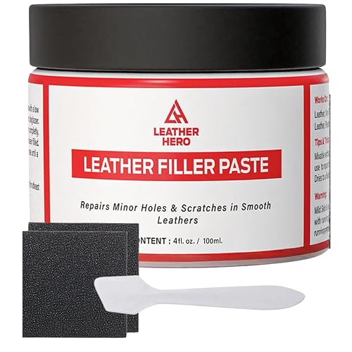 Leather Filler for Filling or Repairing Holes Tears Cracks Scratches for Leather Car Seats Furniture Shoes- Flexible with Applicator (100mL)
