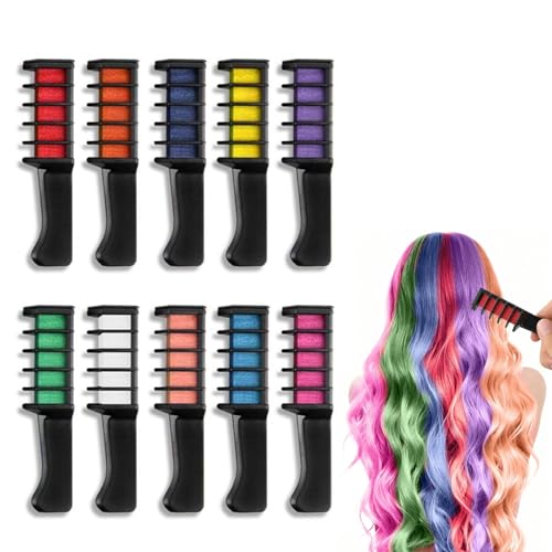 Haarkreide Set, 10 Farben Temporäre Haarfarbe, Leicht Auswaschbar, Für Styling, Fotoshootings, Events und Kreative Looks