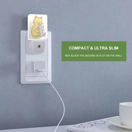 Image of LED Night Light,Hugging Relaxing Cat LED Night Light Plug into Wall with Dusk to Dawn Light Sensor White Energy Efficient Nightlight for Bedroom Bathroom Hallway Living Room Kitchen