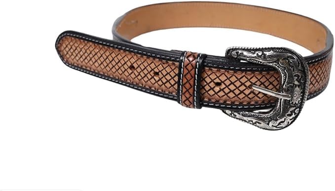 Handmade Western Beaded Men's Leather Belt Quality Thick Durable Wax Colorful Designs Cowboy Style Alloy Classic Fitted Casual Formal Wear in Pant Trouser Jeans Size: W-40-43/L-51in3