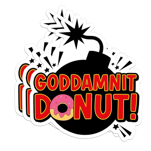 3 Pack Goddamnit Donut Sticker 2" - Funny Exploding Bomb
