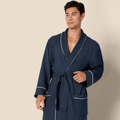 Image of Amazon Essentials Men's Lightweight Cotton Waffle Bathrobe (Available in Big & Tall)