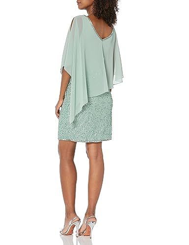 Image of J Kara Women's Plus Size Caplet Short Cocktail Beaded Dress