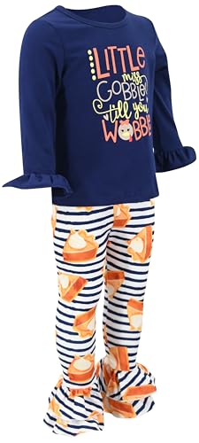 Image of Unique Baby 2 Piece Girls Double Ruffle Leggings and Long Sleeve Shirt Clothes Set Kid and Toddler Girl Outfit