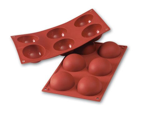 Flexible Bakeware: Hemisphere 2.7 Oz, 2.76" diam. x 1.38" Deep, 6 Cavities