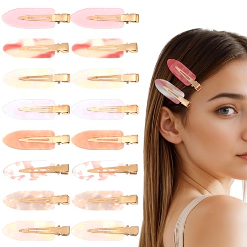 WJIAAA 16 Pcs No Crease Hair Clips, Colorful Non Slip No Creaseless Hairclips Flat Duckbill Clips Alligator Barrettes for Women Styling Makeup