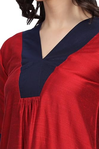 Image of Maroon Kurta with Straight Pant | Kurti Set for Woman