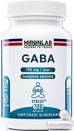 GABA Pur 750mg - Anti stress adulte enrichie en Magnésium & Vitamine B6-120 gélules / 2 mois - Favorise Sommeil, Sérénité et Détente - Laboratoire Français MIRONLAB