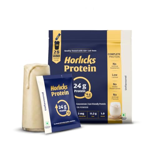 Image of Horlicks, Unflavoured, Protein Powder, 1 Kg, for Gut Health, with Fermented Yeast Protein (79%), Free from Added Preservatives, Convenient Daily Sachets, for Men and Women, 28 Sachets