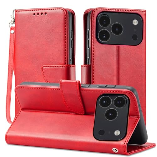 Étui compatible avec iPhone 11 rouge protection intégrale clapet et fentes pour cartes